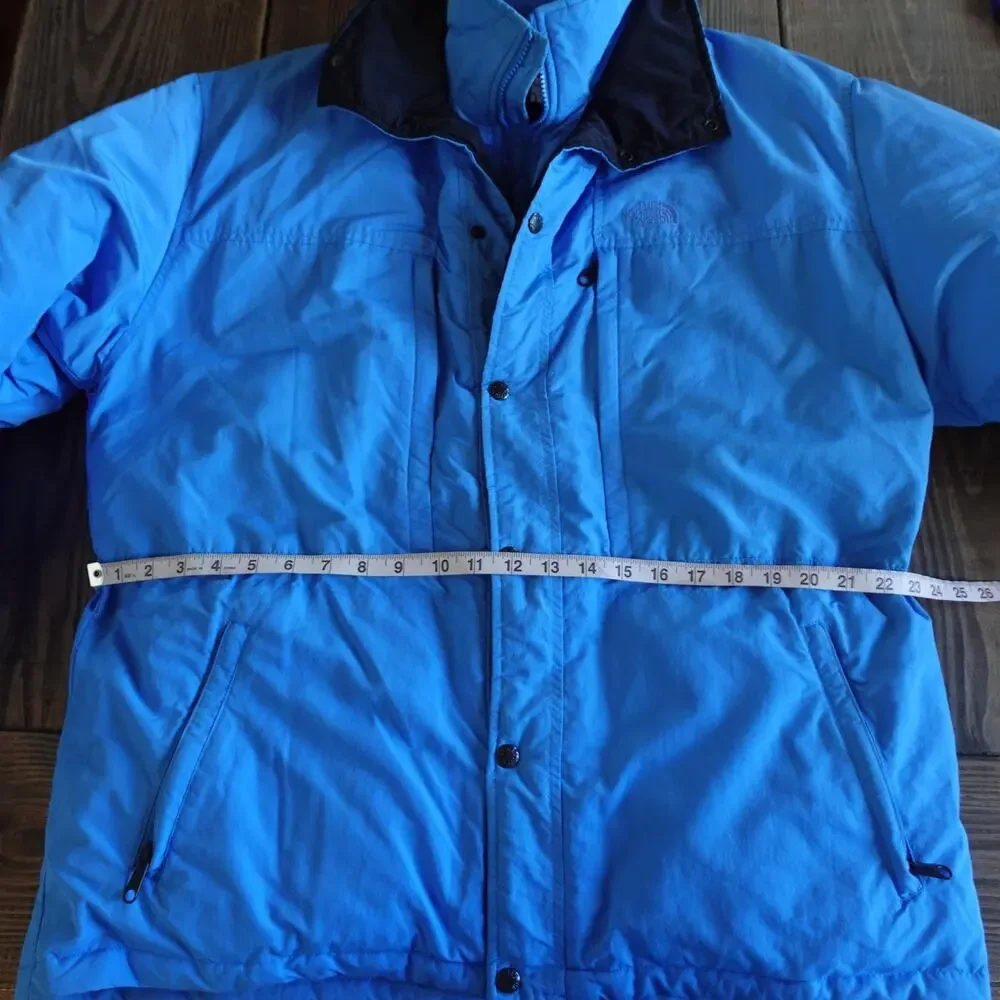 Vintage North Face Jacket Mens Medium Large Blue Down Puffer Detachable Hood 90s